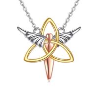 VONALA Trinity Angel Jewelry - Collana in argento Sterling 925 con ciondolo a forma di nodo celtico irlandese, da donna