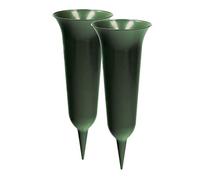 VonBueren 2 vasi per tomba con picchetto | in verde | ca. 30 x 12 cm | vaso per cimitero | vaso | decorazione per tomba