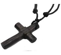 Vonchic, collana con ciondolo a forma di croce in legno di ebano naturale, unisex, collana in legno