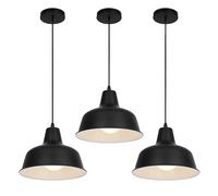 VONCI Black Industrial Barn Pendant Lights Vintage Farmhouse Metal Domed Hanging Ceiling Lamps for Barn Kitchen Island Dinning Room Living Room Restaurant Bar Entryway (3 Pack)