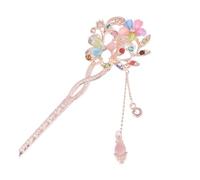 VONCYKI 2 bacchette per capelli in metallo stile cinese a forma di fiore con strass, forcine per capelli, nappe e perle, accessori per capelli (E)