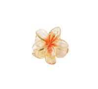 VONCYKI 3 fermagli per capelli a forma di piccolo fiore, 4 cm, colore sfumato, materiale acrilico, antiscivolo, a forma di squalo, forcina per coda di cavallo, per ragazze (arancione glitterato)