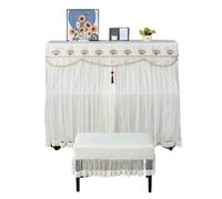 VONCYKI Copertura antipolvere in pizzo per pianoforte che suona il pianoforte senza prendere la chiave, sciarpa singola e doppia panca, copertura antipolvere in pizzo (bianco)