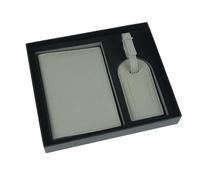 VONCYKI Coppia di viaggio minimalista porta biglietti da viaggio multifunzionale in pelle PU porta passaporto tag bagagli scatola regalo set, Grigio, Taglia unica