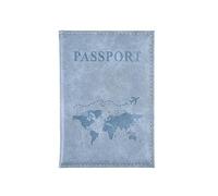 VONCYKI Custodia in pelle PU per carte di credito, semplice e alla moda, per passaporto, sottile, da viaggio, portafoglio, Azzurro, Taglia unica