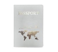 VONCYKI Custodia per passaporto con mappa del mondo, stampa a caldo, semplice aereo, per donne e uomini, regalo di nozze alla moda, B bianco, Taglia unica
