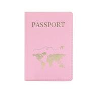 VONCYKI Custodia per passaporto con mappa del mondo, stampa a caldo, semplice aereo, per donne e uomini, regalo di nozze alla moda, B rosa, Taglia unica