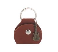 VONCYKI Custodia per plettro per chitarra con portachiavi e piccolo ciondolo in pelle PU per chitarrista e amanti della musica, Borsa porta plettri, colore: marrone, Taglia unica