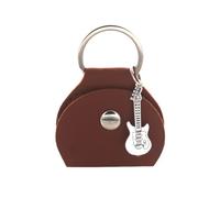VONCYKI Custodia per plettro per chitarra con portachiavi piccolo ciondolo in pelle PU custodia per plettro per chitarrista e amanti della musica, Borsa per plettri, colore: marrone argento, Taglia