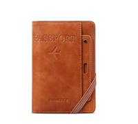 VONCYKI Donne Uomini RFID Vintage Business Passaporto Coperture Titolare Multifunzione ID Carta di Banca Custodia Portafoglio in Pelle PU Accessori Da Viaggio, Marrone, Taglia unica
