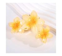 VONCYKI Fermaglio per capelli a forma di squalo con 3 fiori di frangipani, in tinta unita, sfumati, 2 pezzi, 11 cm, accessori per capelli da donna (T-giallo)