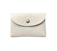 VONCYKI Mini busta in pelle con fibbia semplice e fibbia in pelle bovina, grande capacità, portamonete da donna, portamonete, carte di credito, auricolari (bianco, 2 pezzi)