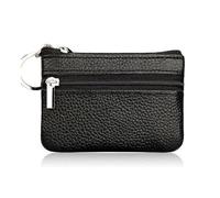 VONCYKI Portafoglio da donna in pelle alla moda con una o due zip da donna, corto, piccolo portamonete design morbido mini porta carte di credito (1 zip-nero)