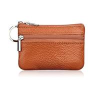 VONCYKI Portafoglio da donna in pelle alla moda con una o due zip da donna, corto, piccolo portamonete design morbido mini porta carte di credito (1 zip-marrone)