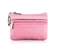 VONCYKI Portafoglio da donna in pelle alla moda con una o due zip da donna, corto, piccolo portamonete design morbido mini porta carte di credito (1 zip-rosa)