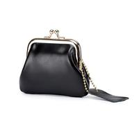 VONCYKI Portamonete da donna, in vera pelle di mucca, alla moda, piccoli portafogli eleganti (nero, 2 pezzi)