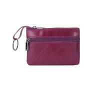VONCYKI Portamonete da uomo in vera pelle, con cerniera, portamonete in stile vintage, con portachiavi, piccolo portamonete (piccola borsa viola)