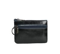 VONCYKI Portamonete da uomo in vera pelle, con cerniera, portamonete in stile vintage, con portachiavi, piccolo portamonete (piccolo blu navy)