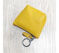 VONCYKI Portamonete portatile in vera pelle, vintage, per chiavi, carte, monete, auricolari, per donne e uomini, mini portafoglio (giallo)