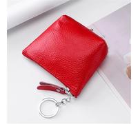 VONCYKI Portamonete portatile in vera pelle, vintage, per chiavi, carte, monete, auricolari, per donne e uomini, mini portafoglio (rosso)