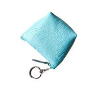 VONCYKI Portamonete portatile in vera pelle, vintage, per chiavi, carte, monete, auricolari, per donne e uomini, mini portafoglio (azzurro)