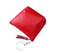 VONCYKI Portamonete portatile in vera pelle, vintage, portachiavi, monete, auricolari, per donne e uomini, mini portafoglio (rosso vinaccio)