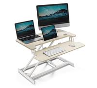 VonHaus Convertitore da Scrivania in Piedi, Rialzo Monitor per Computer con Piano per Tastiera, Rialzo Scrivania per Laptop con Supporto Tablet (Legno Chiaro)