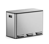 VonHaus Pattumiera per la Raccolta Differenziata a più Scomparti, Ermetico Sistema di Separazione dei Rifiuti, Base Antiscivolo, Secchio Interno Estraibile (Acciaio Inossidabile, 45L (3x15L))