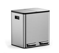 VonHaus Pattumiera per la Raccolta Differenziata a più Scomparti, Ermetico Sistema di Separazione dei Rifiuti, Base Antiscivolo, Secchio Interno Estraibile (Acciaio Inossidabile, 30L (2x15L))