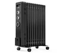 VonHaus Radiatore a Olio Elettrico 11 Elementi, Stufa ad Olio Portatile da 2500W per Casa, Ufficio, Stanze - Timer 24h, Termostato Regolabile, 3 Livelli di Calore, 4 Ruote, Cavo da 1,5 m