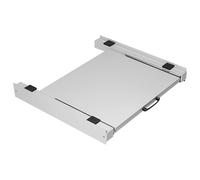 Vonia Kit sovrapposizione lavatrice asciugatrice con ripiano, bianco | Supporto colonna universale per elettrodomestici larghi 54-60 cm, piano di lavoro estraibile, cinghia di sicurezza inclusa