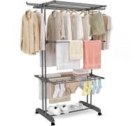 Vonia Stendibiancheria Verticale con Ruote - Stendino a Torre 4 Piani, 6 Ali Pieghevoli, 12m Lunghezza Stendaggio, Salvaspazio Mobile e Stabile, per Interno & Esterno, Balcone, 72x50x172 cm, Bianco