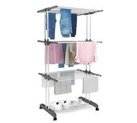 Vonia Stendibiancheria Verticale con Ruote - Stendino a Torre 4 Piani, 6 Ali Pieghevoli, 12m Lunghezza Stendaggio, Salvaspazio Mobile e Stabile, per Interno & Esterno, Balcone, 72x50x172 cm, Grigio