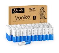 VONIKO - Batterie AA di alta qualità - Confezione da 48 - Doppia batteria AA alcalina - Batterie ultra lunghe, a tenuta stagna da 1,5 V - 10 anni di durata