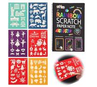 VONJUMA 1 Pc Libro Magico 10 Pagine Di Fantastici Motivi Scratch Art Libretto Con Penna Da Grattare Colore Nero Con 6 Pcs Modelli Di Disegno