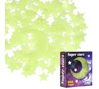 VONJUMA 201 Pcs Adesivi Da Parete A Stelle Luminose Al Buio Per Il Soffitto Autoadesivi 3D Luminosi Stelle E Luna Per Cameretta Dei Bambini Per Creare Cielo Stellato Realistico Decorazione Della