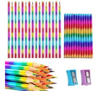 VONJUMA 30 Pcs Matite Arcobaleno 4 In 1 Per Bambini - Matite Colorate Per Schizzi, Disegnare, Colorare - Compleanno Ragazze E Ragazzi