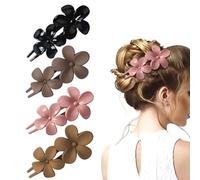 VONJUMA 4 Pezzi Fermagli Per Capelli A Forma Di Fiore Grandi Colorati Con Brillantini Per Donne E Ragazze 110×40×55Mm Marrone Rosa Nero