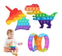 VONJUMA 4 Pezzi Pop Bubble Fidget Toys Giocattoli Push Arcobaleno Silicone Sensory Bubble Pop Fidget Toys Gioco Antistress Antistress Da Scrivania Rilassante Regali Di Compleanno Feste
