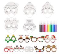 VONJUMA 5 Pcs Maschere Viso Bambini E 9 Pcs Occhiali Di Natale Maschera Set Di Maschere Natale Di Carta Per Bambini Accessorio Decorazioni Natalizie Occhiali Da Festa Per Feste Di Natale Regali