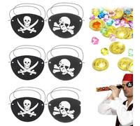 VONJUMA 70 Pezzi Tesoro Dei Pirati 50 Pietre Preziose Per Bambini E 20 Monete D'Oro Per Bambini Con 6 Benda Da Pirata Per Pirati Decorazione Di Compleanno Per Bambini Festa Dei Pirati