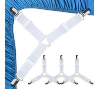 VONJUMA Ferma Lenzuola 4 Pezzi Elastici Per Lenzuola Bianco Elastici Tendi Lenzuola Bretelle Per Lenzuola Con Clip In Metallo Per Fissare A Lenzuolo Materasso Divano Asse Da Stiro