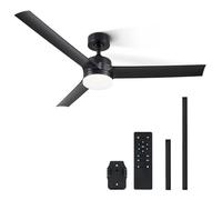 VONLUCE 132 CM Ventilatori da Soffitto con Luci e Telecomando Ventilatore da Soffitto Moderno Nero con 3 Pale Motore DC Reversibile Silenzioso a 6 Velocità per Camera da Letto Soggiorno Studio Patio