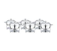VONLUCE 5L Chafing Dish Rotondo Set 6 Pezzi Scaldavivande in Acciaio Inox Contenitore Vassoio di Riscaldamento Pentole di Riscaldamento Chafing Dish per Buffet di Catering e Feste