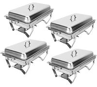 VONLUCE 9L Chafing Dish Set 4 Pezzi Scaldavivande in Acciaio Inox Contenitore Vassoio di Riscaldamento Pentole di Riscaldamento Chafing Dish per Buffet di Catering e Feste