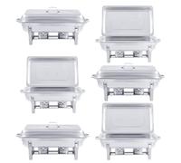 VONLUCE 9L Chafing Dish Set 6 Pezzi Scaldavivande in Acciaio Inox Contenitore Vassoio di Riscaldamento Pentole di Riscaldamento Chafing Dish per Buffet di Catering e Feste