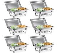 VONLUCE 9L Chafing Dish Set 6 Pezzi Scaldavivande in Acciaio Inox Contenitore Vassoio di Riscaldamento Pentole di Riscaldamento Chafing Dish per Buffet di Catering e Feste (12 x GN 1/2)