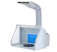 VONLUCE Cabina di Verniciatura per Aerografo 4 m³/min con 2 Aspiratore di Fumi e 3 LED, Cabina Aerografo da Tavolo Portatile per Hobby e Modelli Professionali con 19 cm Piattaforma Girevole 1.7 m Tubo