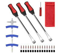 VonLux Leva di Montaggio per Pneumatici, Leva a Cucchiaio in Acciaio Kit, con 3 Leve per Pneumatici, 3 Protezioni per Cerchi, 15 Nuclei di Valvole e 15 Tappi di Valvole, per Moto, Bici, Auto