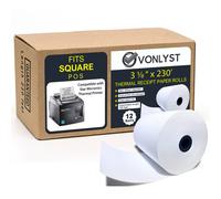 Vonlyst Receipt Paper Rotolo 3 1/8 x 230 per registro quadrato e sistema POS quadrato collegato alla stampante termica a stella micronica (pacchetto